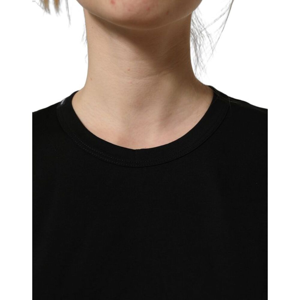 Dolce & Gabbana Black Cotton Crew Neck Short Sleeves Women's T-shirt - Picture 4 of 5